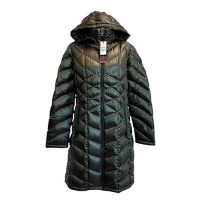 Andrew Marc packable compressible lightweight premium down hooded coat Sz M NWT